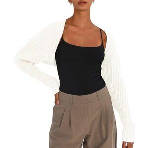 Women's Crop Cardigan Sweater – Y2K Bolero Shrug, Trendy Long Sleeve Fall Top